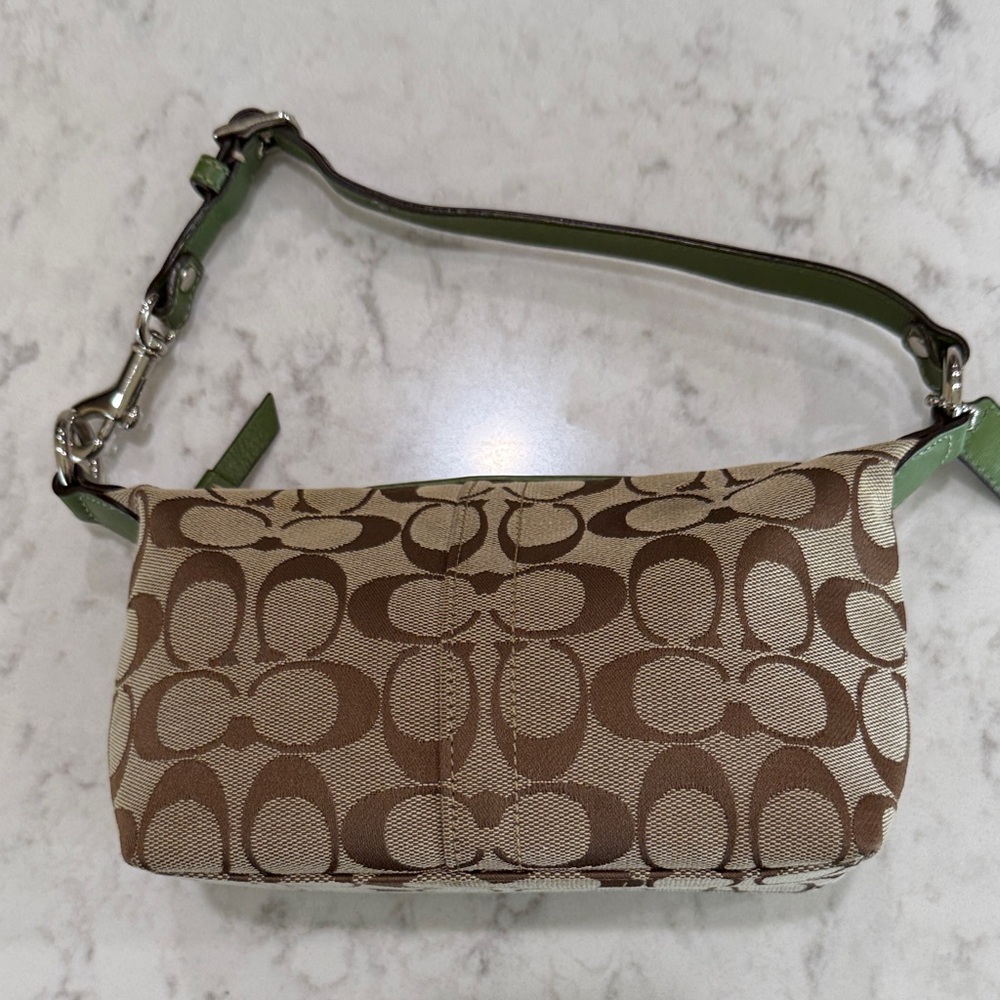 Coach Tan and Green Shoulder Bag